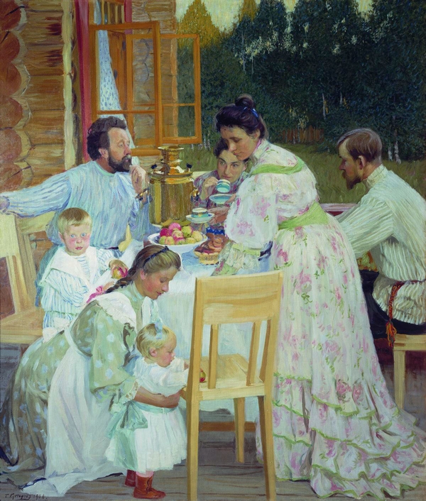 Б.М.Кустодиев. "На террасе." (1906г.) Масло, холст.