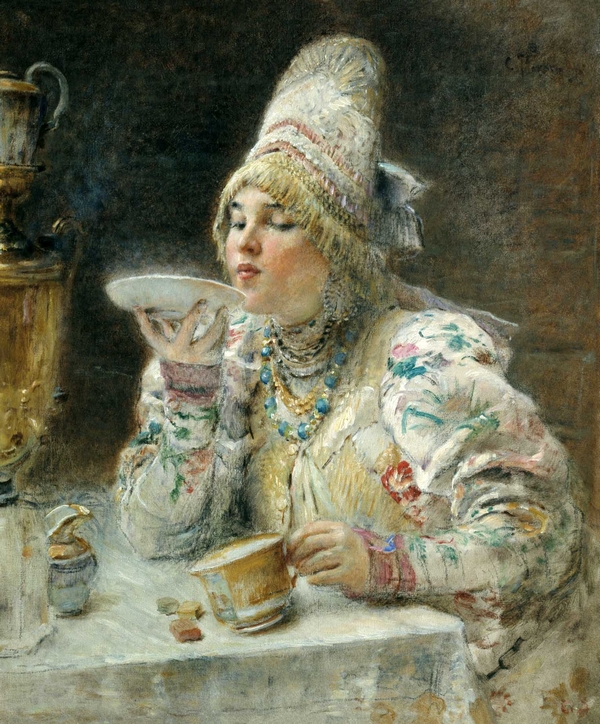 К.Е Маковский."За чаем." (1914г.)